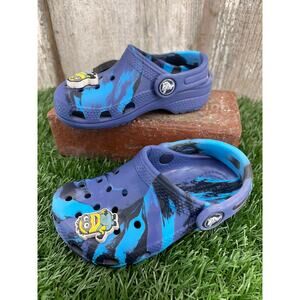 CROCS Classic Marble Blues Minion Charms Toddler C8 Clogs